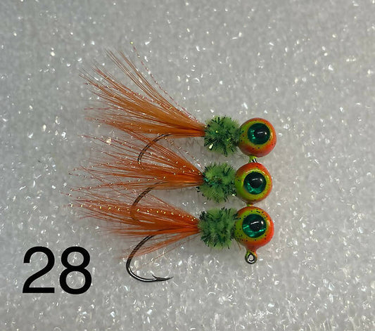 New Hand Ties-#28 Color-2 Hook Options-3 Pack