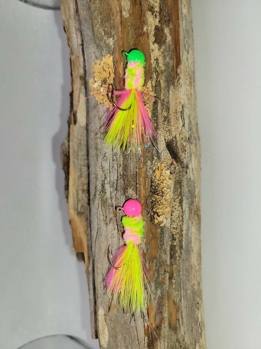 Twisted Electric Green Chartreuse Head-Single Jig-2 Hook Size\Style Options!
